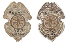 DELRAN NEW JERSEY FIRE DEPARTMENT BADGES NO. 2 LOT OF 2
