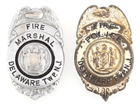 DELAWARE TOWNSHIP NEW JERSEY FIRE BADGES LOT OF TWO