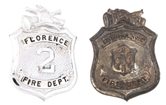 FLORENCE NEW JERSEY FIRE DEPARTMENT BADGES LOT OF TWO