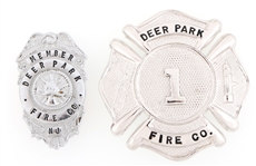 DEER PARK FIRE COMPANY NEW JERSEY BADGES LOT OF TWO