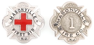 MASONVILLE NJ FIRE AND MEDICAL BADGES LOT OF TWO