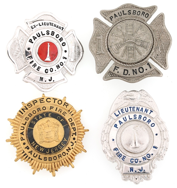 PAULSBORO NEW JERSEY FIRE BADGES LOT OF FOUR