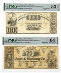 1800s $5 $100 LA NEW ORLEANS CANAL & BANKING CO NOTES