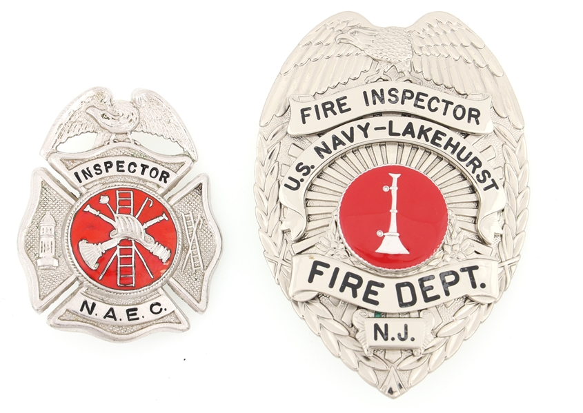 NEW JERSEY FIRE INSPECTOR BADGES LOT OF TWO