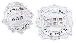 CANAL ZONE FIRE DEPARTMENT BADGES LOT OF TWO