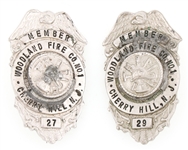 CHERRY HILL NEW JERSEY WOODLAND FIRE COMPANY BADGES