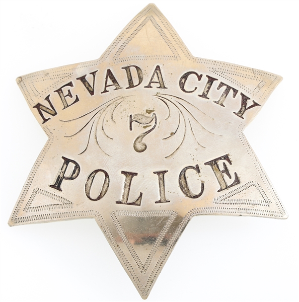 NEVADA CITY CALIFORNIA POLICE PIE PLATE BADGE NO. 7