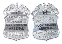 D.O.D. ROCK ISLAND ARSENAL POLICE BADGES LOT OF TWO