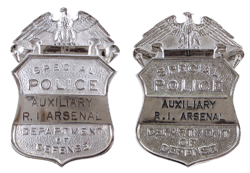 D.O.D. AUXILIARY R.I. ARSENAL SPECIAL POLICE BADGES