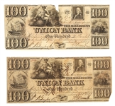 1839 $100 JACKSON MISSISSIPPI UNION BANK OBSOLETE NOTES
