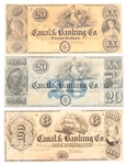 1800s $20 $100 NEW ORLEANS LA CANAL & BANKING CO NOTES
