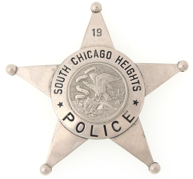 SOUTH CHICAGO HEIGHTS ILLINOIS POLICE BADGE NO. 19