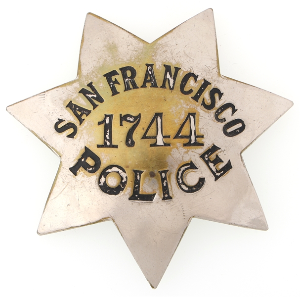 SAN FRANCISCO CA. POLICE PIE PLATE BADGE NO. 1744
