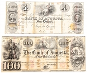 1800s GEORGIA BANK OF AUGUSTA OBSOLETE REMAINDER NOTES