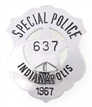 1967 INDIANAPOLIS INDIANA SPECIAL POLICE BADGE NO. 637