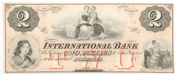 1800s $2 PORTLAND ME INTERNATIONAL BANK REMAINDER NOTE