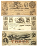 1800s $1 $3 MICHIGAN OBSOLETE BANKNOTES