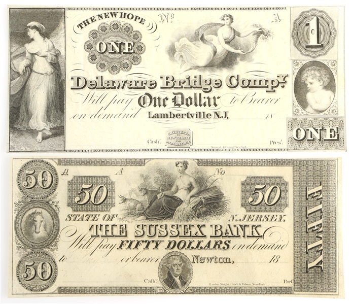 1800s $1 $50 NEW JERSEY OBSOLETE REMAINDER NOTES
