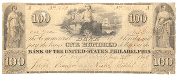 1840 $100 ST. JOSEPH COMMERCIAL BANK OF FLORIDA NOTE