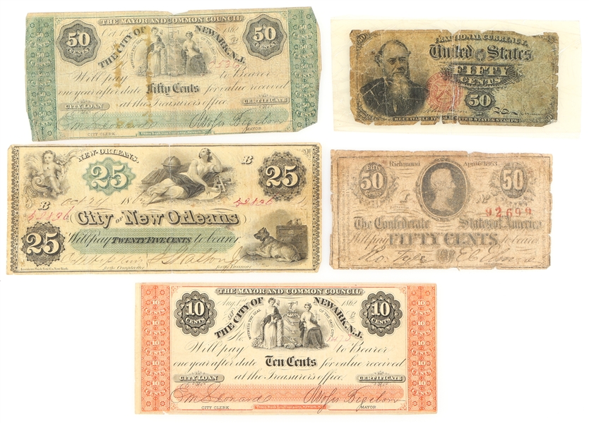 1800s US OBSOLETE FRACTIONAL CURRENCY NOTES