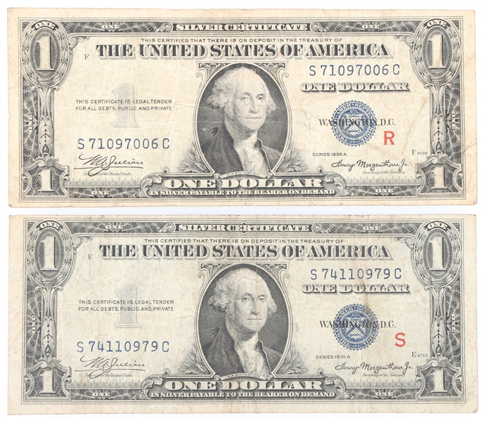 1935A $1 R & S EXPERIMENTAL SILVER CERTIFICATE NOTES