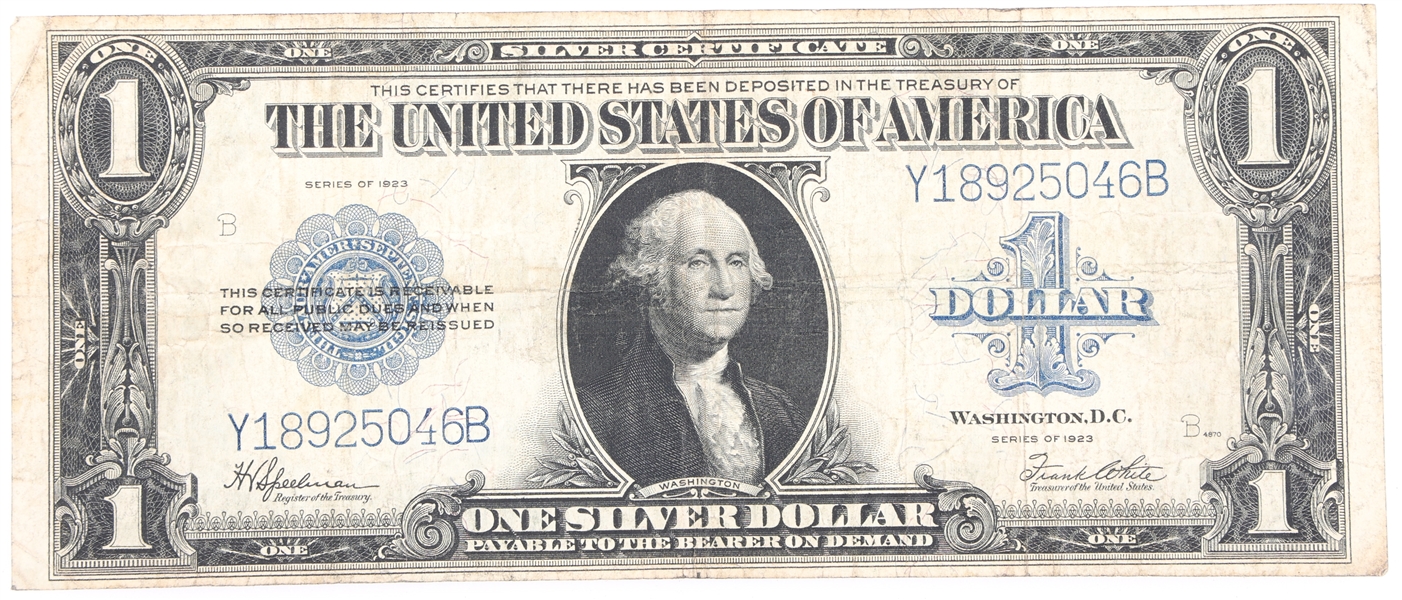 1923 $1 DOLLAR US SILVER CERTIFICATE LARGE SIZE NOTE 