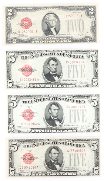 1928 $2 & $5 US RED SEAL NOTES
