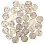 US 90% SILVER WALKING LIBERTY 50 CENT COINS $15 FACE