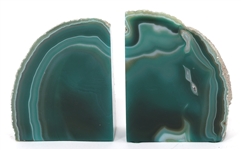GREEN AGATE GEODE BOOKENDS 
