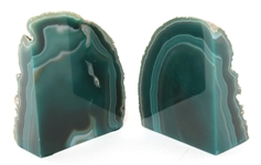 GREEN AGATE GEODE BOOKENDS 