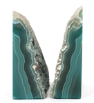 GREEN AGATE GEODE BOOKENDS 