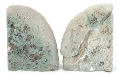 GREEN AGATE GEODE BOOKENDS 