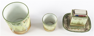 NIPPON HAND PAINTED 4 PC SMOKING SET
