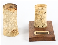 WWI CARVED BONE MATCH STRIKERS - LOT OF TWO