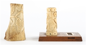 WWI CARVED BONE MATCH STRIKERS - LOT OF TWO