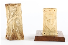 WWI CARVED BONE MATCH STRIKERS - LOT OF TWO