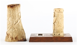 WWI CARVED BONE MATCH STRIKERS - LOT OF TWO