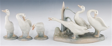 LLADRO PORCELAIN DUCK FIGURINES - LOT OF 4