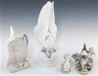 LLADRO PORCELAIN FIGURINES WITH ANIMALS - LOT OF 4