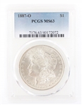 1887-O US SILVER MORGAN DOLLAR COIN PCGS GRADED MS63