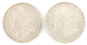 1878-P & 1887-P US SILVER MORGAN DOLLAR COINS