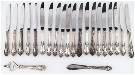 STERLING SILVER KNIVES AND UTENSILS - WALLACE & WEB