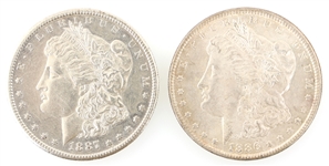 1886 & 1887 US SILVER MORGAN DOLLAR COINS 