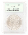 1886-P US SILVER MORGAN DOLLAR COIN PCGS MS64 OGH
