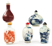 CHINESE PORCELAIN SNUFF BOTTLES - LOT OF 5