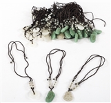 JADE PENDANT NECKLACES WITH BRAIDED CORDS - LOT OF 40+