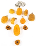 AMBER COSTUME JEWELRY PENDANTS - LOT OF 11