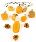 AMBER COSTUME JEWELRY PENDANTS - LOT OF 11