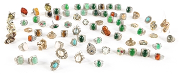 SILVER AND GOLD TONED COSTUME RINGS - LOT OF 30+