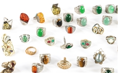 SILVER AND GOLD TONED COSTUME RINGS - LOT OF 30+
